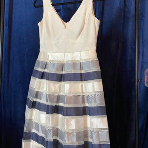 Joanna Chen New York white and blue striped dress, size 6